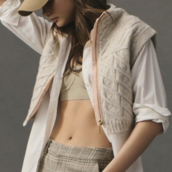 Pilcro Sweaters - Pilcro Beige Cable Knit Sweater Vest